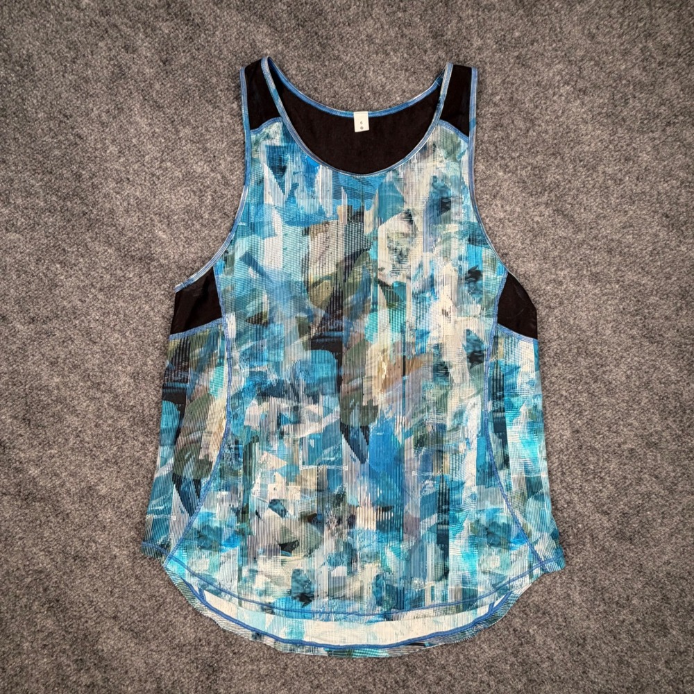 Lululemon Sculpt Tank Top‎ Blue Abstract Mesh Back Womens Size 6 0669